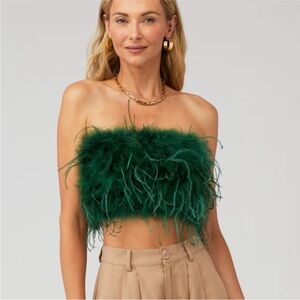 Chic Green Feathered Tube Top